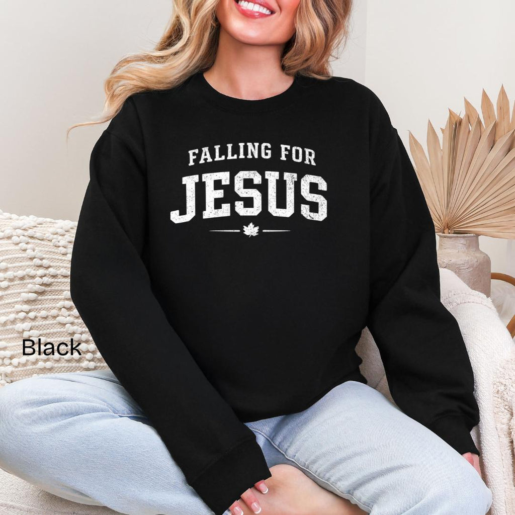 Falling For Jesus Varsity Gildan Crewneck Sweatshirt