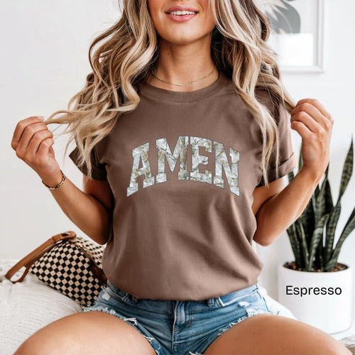 AMEN Winter Camo Varsity Comfort Colors T-Shirt