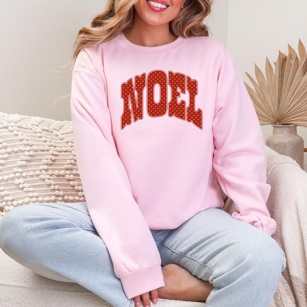 NOEL Red Polka Dot Varsity Gildan Crewneck Sweatshirt