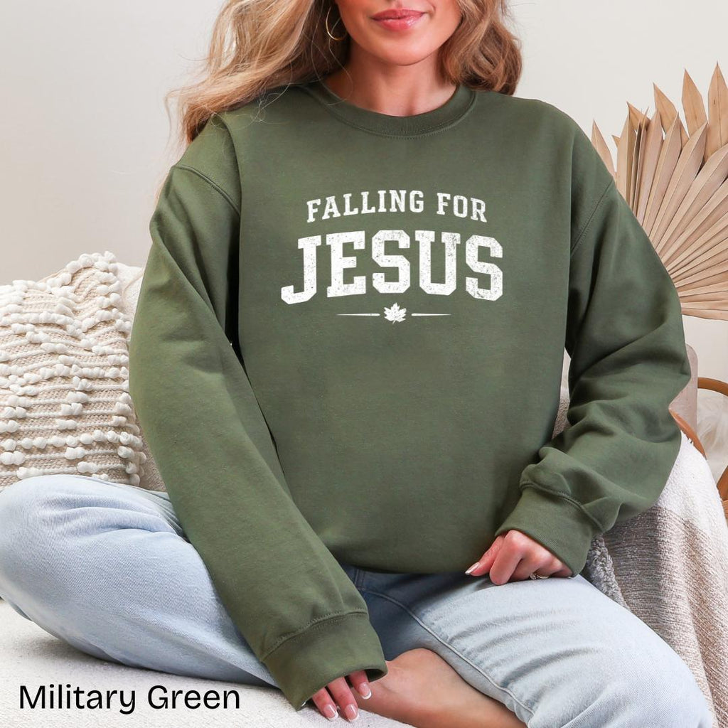 Falling For Jesus Varsity Gildan Crewneck Sweatshirt