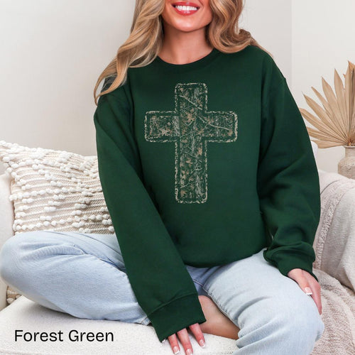 Camo Cross Gildan Crewneck Sweatshirt