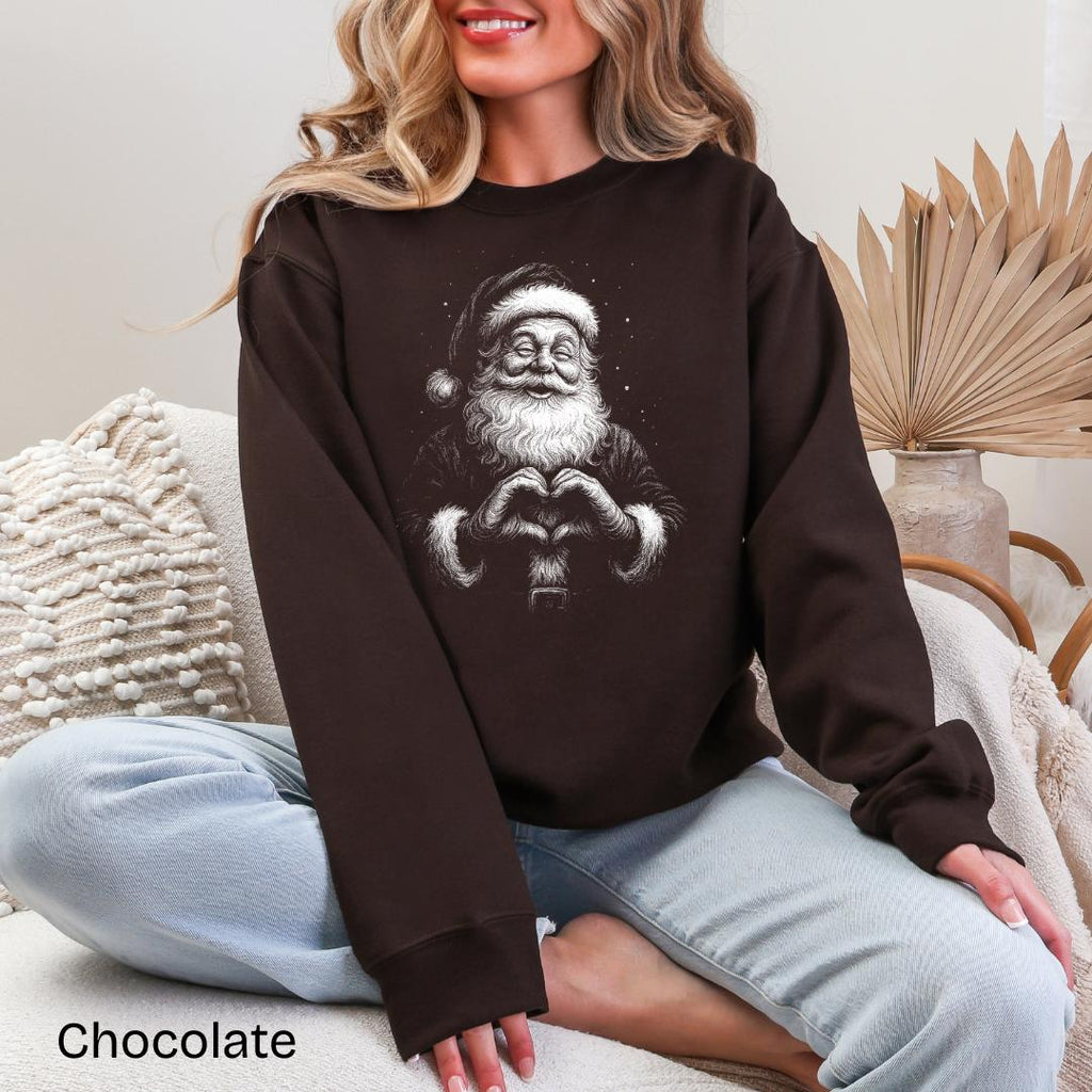 Santa Heart Hands Gildan Crewneck Sweatshirt