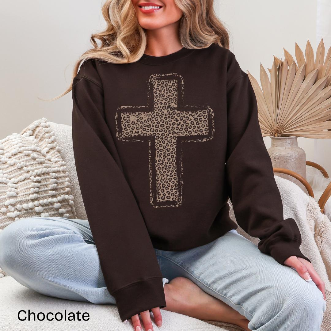 Leopard Cross Gildan Crewneck Sweatshirt
