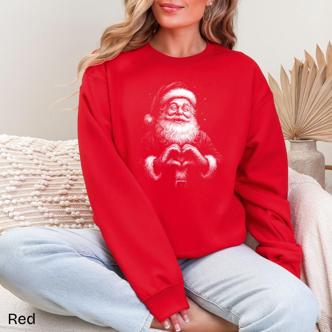 Santa Heart Hands Gildan Crewneck Sweatshirt