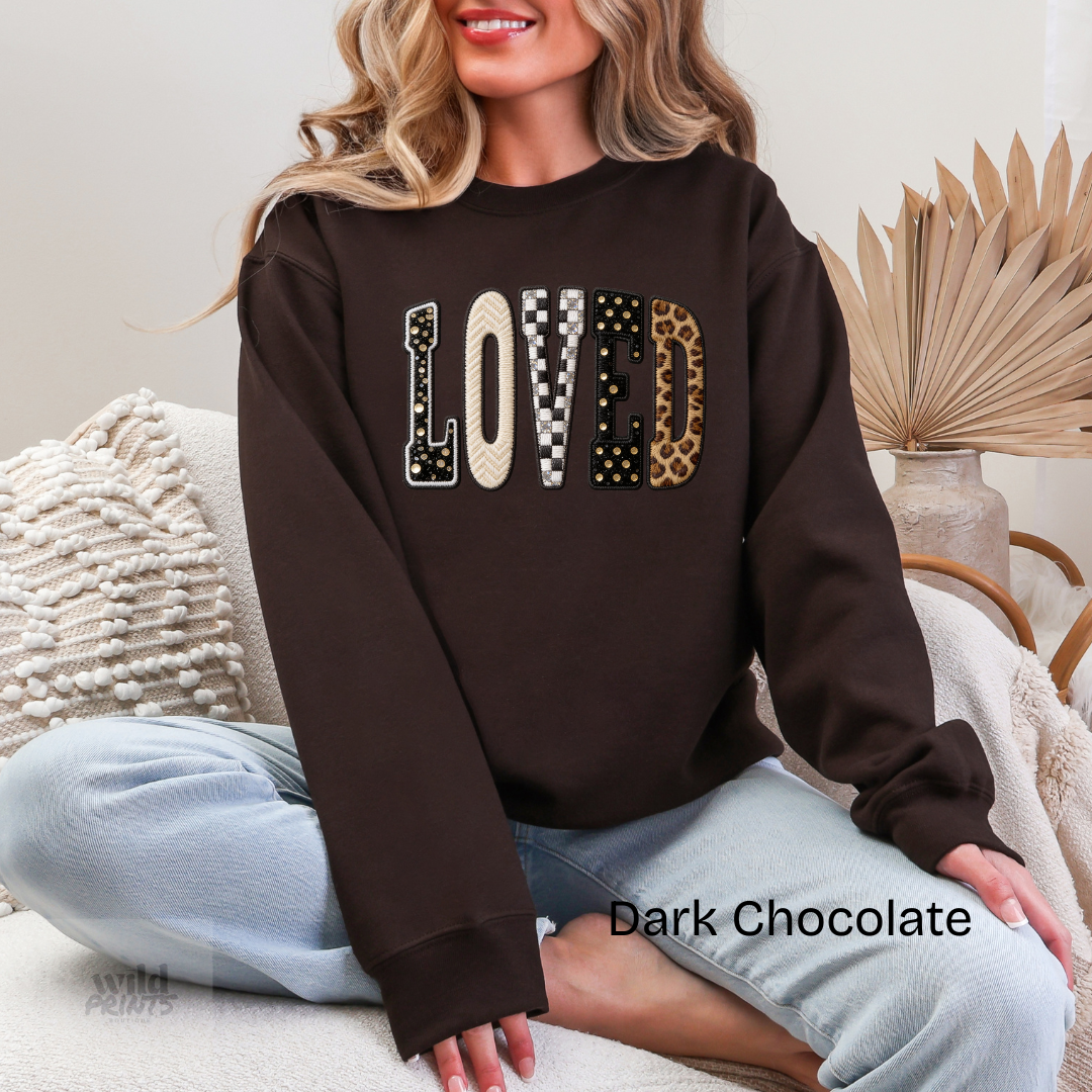 LOVED Faux Patchwork Crewneck