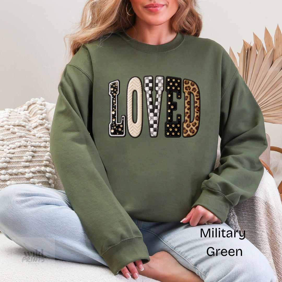 LOVED Faux Patchwork Crewneck