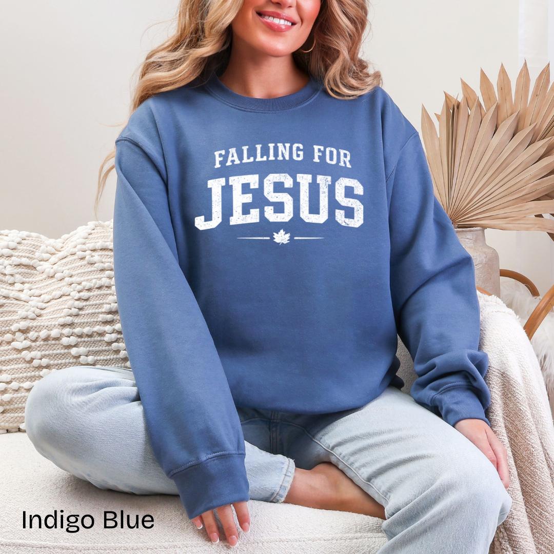 Falling For Jesus Varsity Gildan Crewneck Sweatshirt