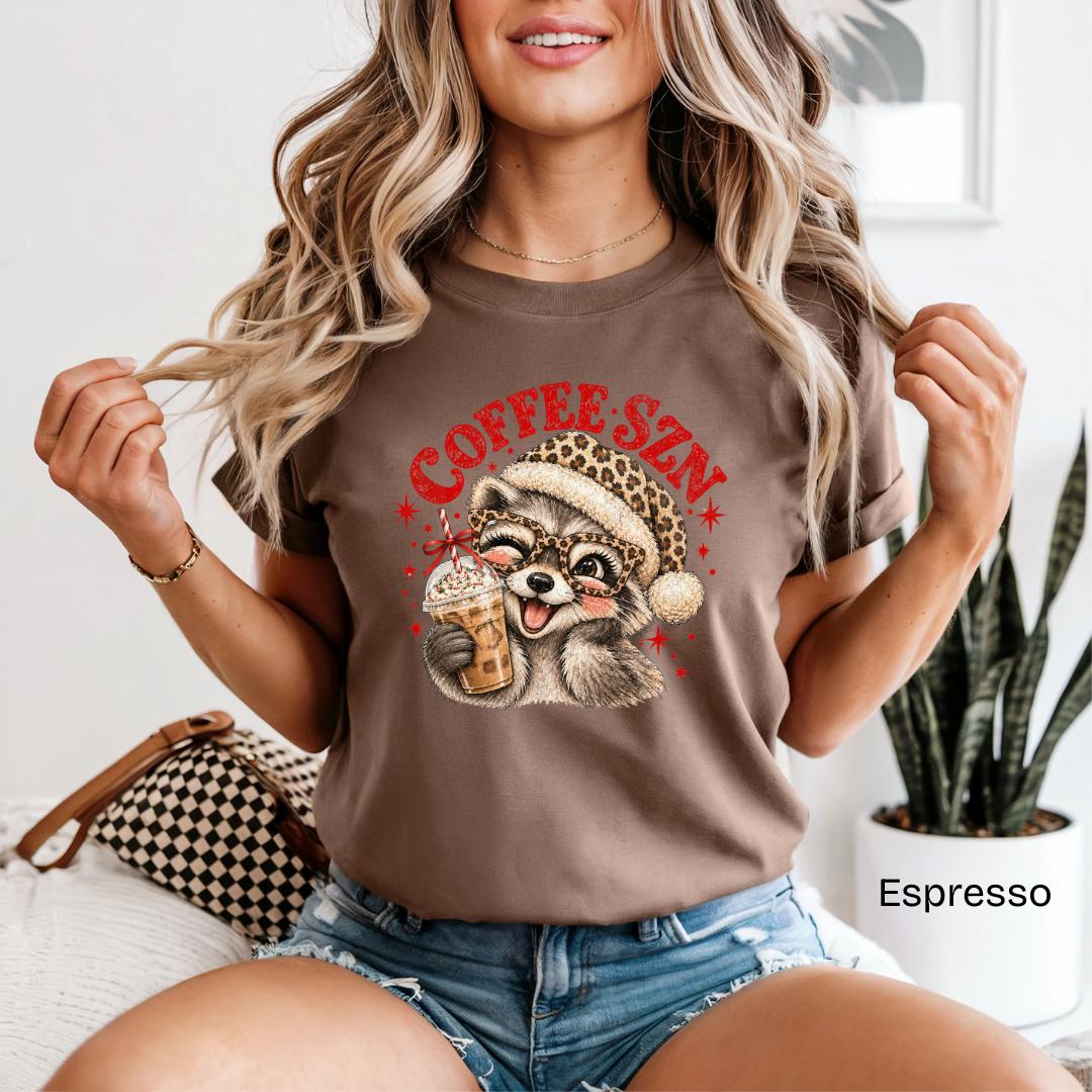 Coffee SZN Raccoon Comfort Colors T-Shirt