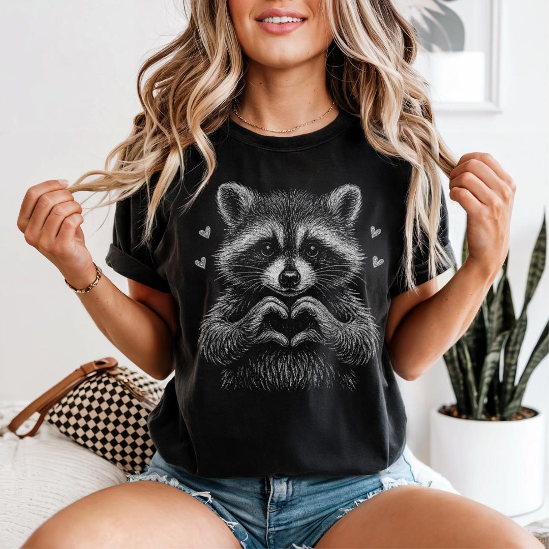 Raccoon Heart Hands Comfort Colors T-Shirt