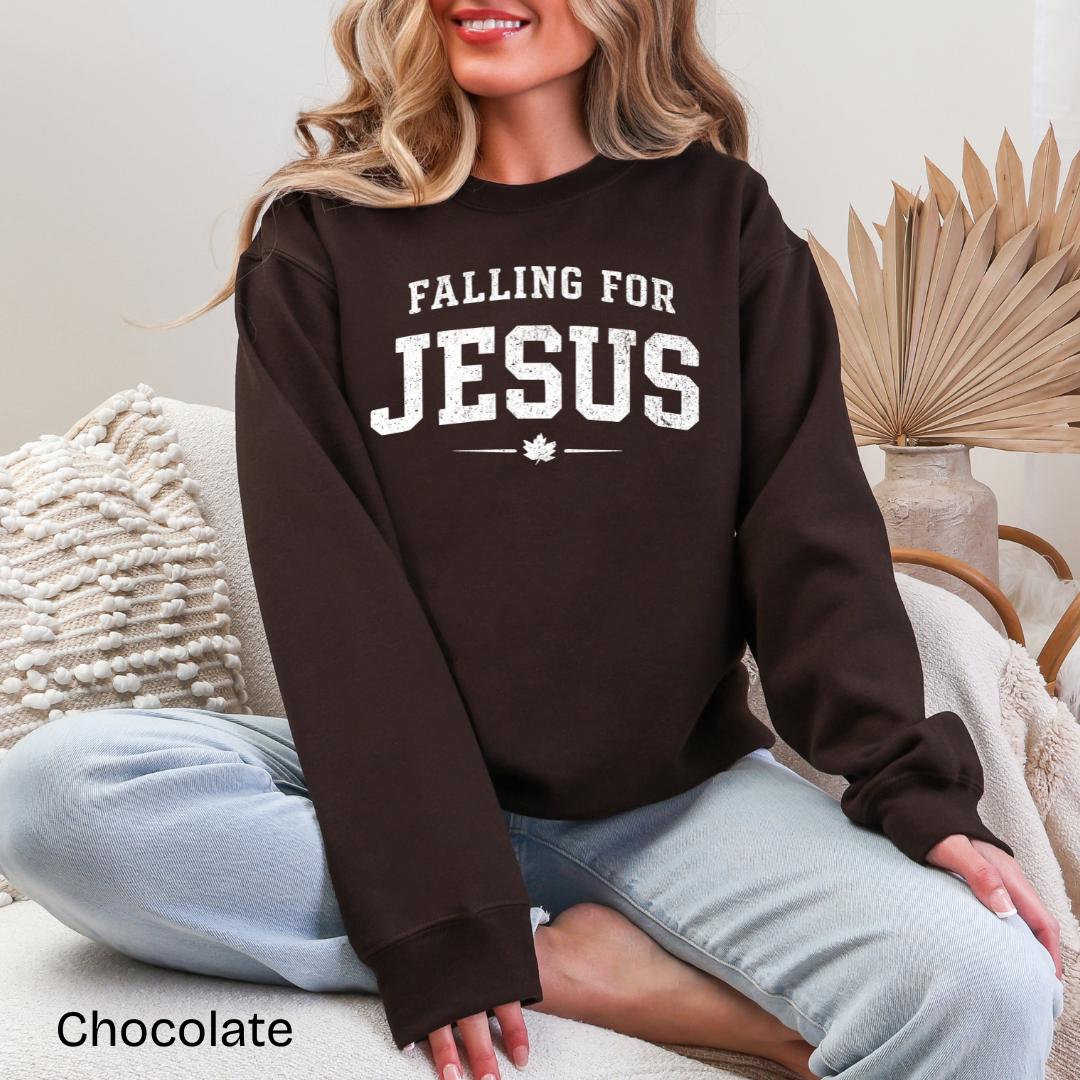 Falling For Jesus Varsity Gildan Crewneck Sweatshirt