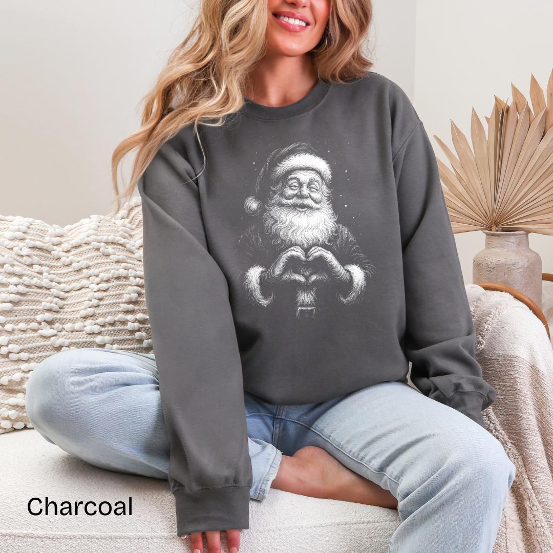 Santa Heart Hands Gildan Crewneck Sweatshirt