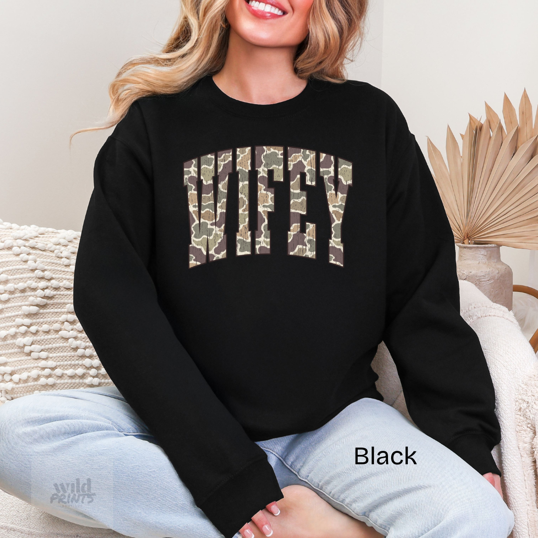 WIFEY Camo Sweatshirt
