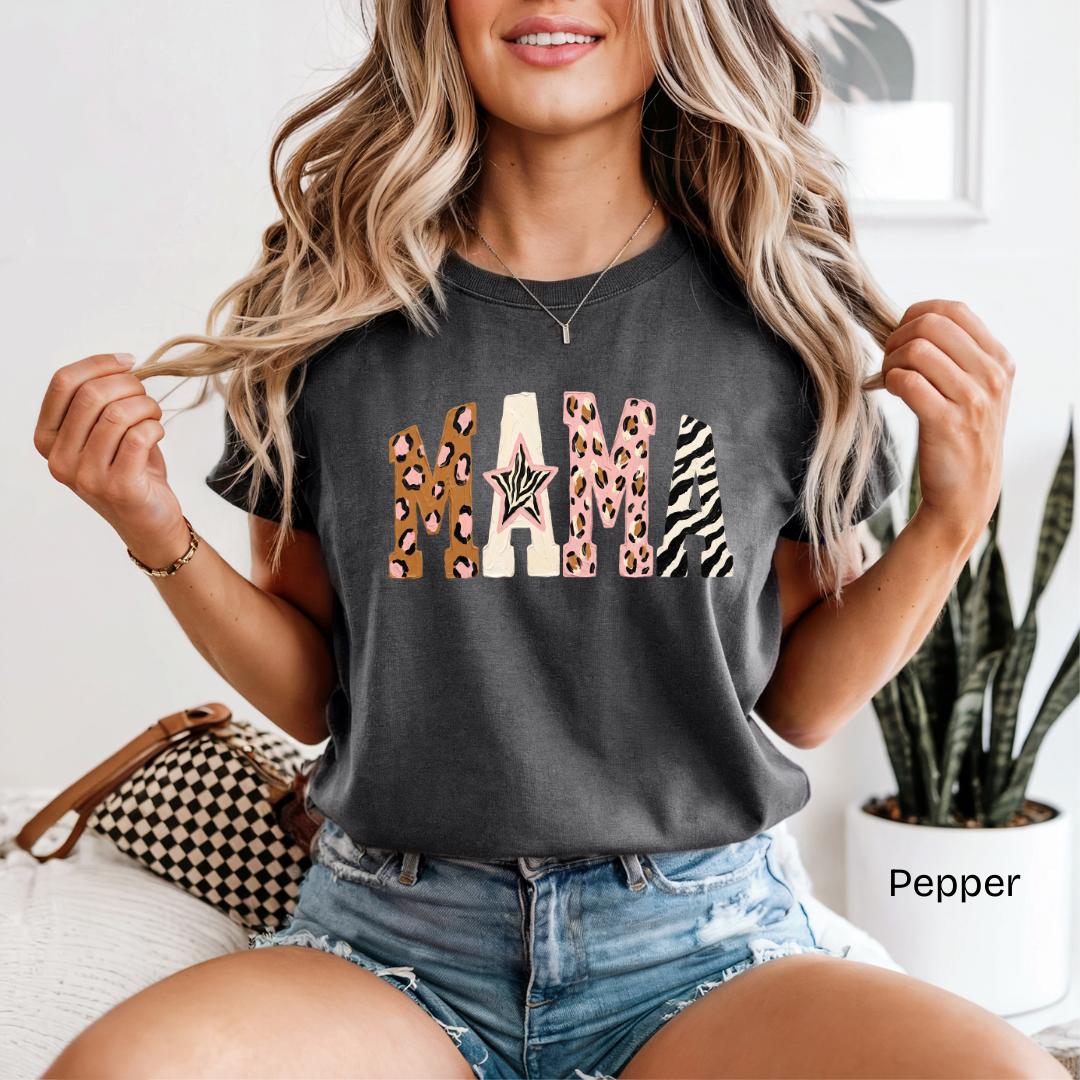 MAMA Leopard Zebra Comfort Colors T-Shirt