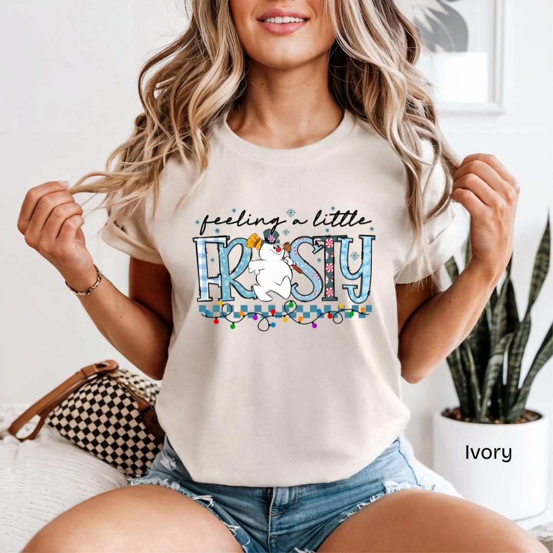 Feeling A Little Frosty Snowman Comfort Colors T-Shirt in Ivory