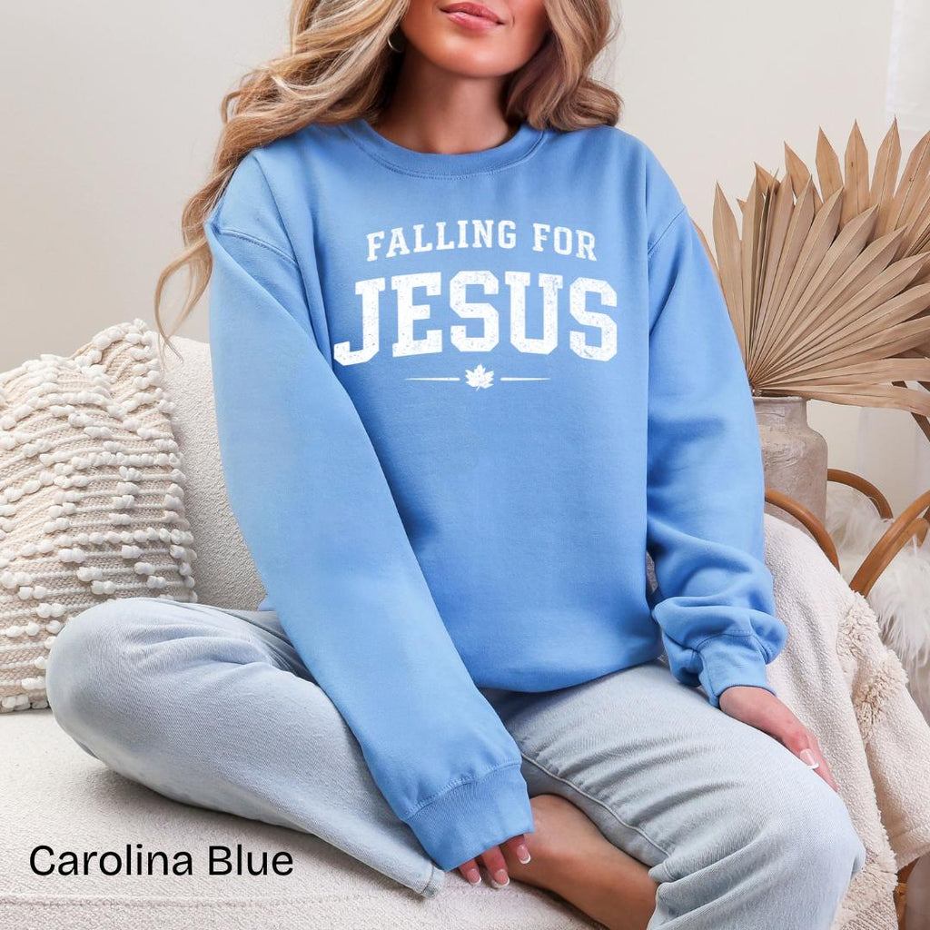 Falling For Jesus Varsity Gildan Crewneck Sweatshirt