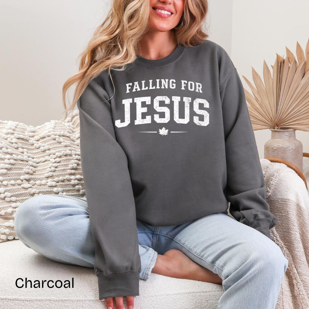 Falling For Jesus Varsity Gildan Crewneck Sweatshirt