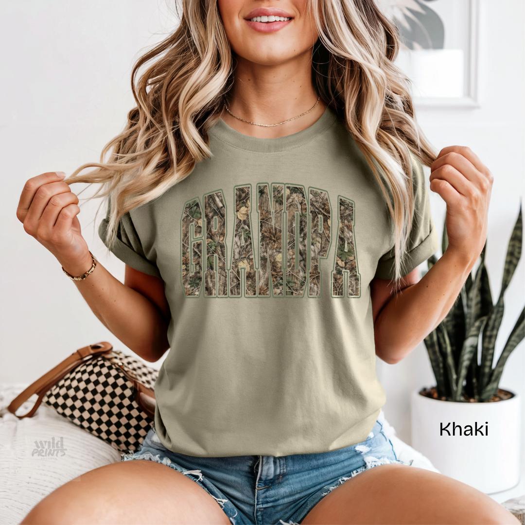 GRANDPA Tree Bark Camo Varsity Comfort Colors T-Shirt