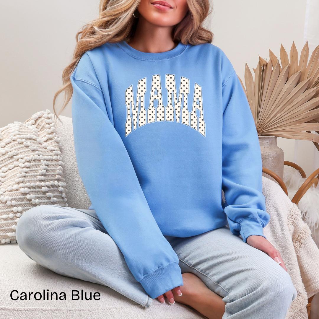 MAMA Polka Dot Varsity Gildan Crewneck Sweatshirt