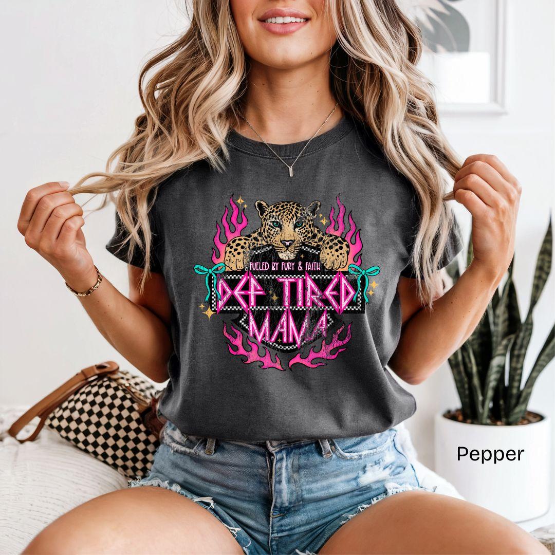 Def Tired Mama Leopard Comfort Colors T-Shirt